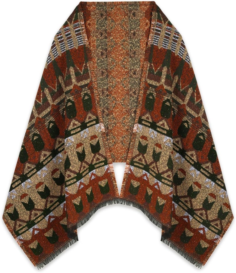 EXTREE Scarfs for Women Pashmina Silky Shawl Wrap for Evening Dressing Blanket Open Front Poncho Cape - Image 1